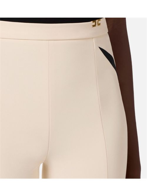 TROUSERS WITH CUT-OUTS AND SLITS ELISABETTA FRANCHI | PA15961E2E84 burro/nero